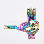Plated Alloy Bead Cage Pendants, Scissor, Colorful, 22x24x11mm, Hole: 4x4.5mm, Inner Measure: 8.5mm(PALLOY-S119-075)