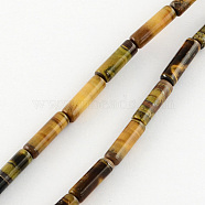 Natural Tiger Eye Stone Beads Strands, Tube, Goldenrod, 13x4~5mm, Hole: 1mm, about 27~30pcs/strand, 15.3 inch(G-R181-14)