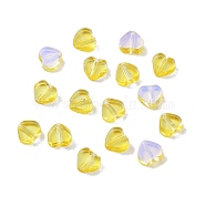 Transparent Glass Pendants,  Heart, Gold, 5.5x6x2mm, Hole: 1mm(GGLA-Z002-03D)