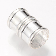 Brass Magnetic Clasps with Glue-in Ends, Column, Silver Color Plated, 20x14x14mm, Half Hole: 12mm(KK-R052-22S)