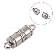 Column 304 Stainless Steel Magnetic Clasps with Loops, Stainless Steel Color, 26x8mm, Hole: 2.5mm(STAS-I028)