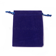 Velvet Packing Pouches, Drawstring Bags, Dark Blue, 12~12.6x10~10.2cm(TP-I002-10x12-09)