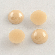 Pearlized Plated Opaque Glass Cabochons, Half Round/Dome, Seashell Color, 5.5x3mm(PORC-S801-6mm-13)