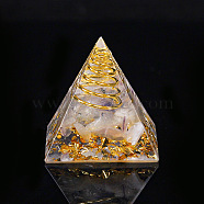 Orgonite Pyramid Resin Display Decorations, with Brass Findings, Gold Foil and Natural Fluorite Chips Inside, for Home Office Desk, 30mm(G-PW0005-05P)