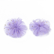 Organza Fabric Flowers, with Foil, for DIY Headbands Flower Accessories Wedding Hair Accessories for Girls Women, Lilac, 42x5mm(FIND-R076-01D)