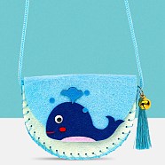 Handmade Non-woven Fabric Animal Change Wallet Set, with Alloy and Plastic Findings, Polyester Wire, Diy Crafts for Children, Whale Shape, Mixed Color, 0.65~110x0.1~12x0.1~0.7cm, Hole: 2~10mm(DIY-K059-03)