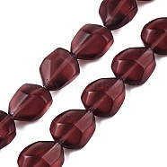 Frosted Glass Beads Strands, Imitation Gemstone, Faceted, Nuggets, Coconut Brown, 12x9.5x6.5mm, Hole: 0.9mm, about 50pcs/strand, 23.23~23.62''(59~60cm)(GLAA-T023-30E)