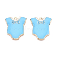 Rack Plating Alloy Enamel Pendants, Cadmium Free & Nickel Free & Lead Free, Light Gold, Swimsuit Charm, Light Sky Blue, 28x25x3mm, Hole: 2mm(ENAM-N056-391A-02KCG)