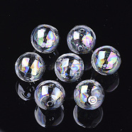 Handmade Blown Glass Globe Beads, AB Color Plated, Round, Clear AB, 12x11mm, Hole: 1~1.5mm(X-DH017J-1-12mm-AB)