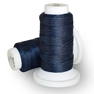 Flat Waxed Polyester Cord, for Leather Sewing Stitching, Prussian Blue, 0.8mm, about 54.68 yards(50m)/roll(OCOR-E021-A19)