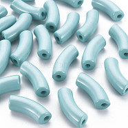 Opaque Acrylic Beads, Curved Tube, Turquoise, 36x13.5x11.5mm, Hole: 4mm, about 148pcs/500g(MACR-S372-001B-15-5209)