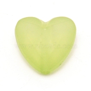 Opaque Acrylic Beads, Frosted, Heart, Yellow Green, 12x12.5x7mm, Hole: 1.6mm(SACR-CJC0001-01D)