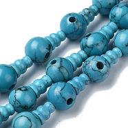 Synthetic Turquoise 3-Hole Guru Bead Strands, for Buddhist Jewelry Making, T-Drilled Beads, 18x10mm, Hole: 2~2.5mm(G-K149-47)