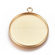 Ion Plating(IP) 304 Stainless Steel Pendant Cabochon Settings, Plain Edge Bezel Cups, Flat Round, Golden, Tray: 25mm, 30.5x26.5x2mm, Hole: 2.2mm(X-STAS-G127-13-25mm-G)
