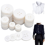 120Pcs 4 Style 4-Hole Natural Shell Buttons, Flat Round, Floral White, 10~20x2mm, Hole: 1.5~1.8mm, 30pcs/style(FIND-GA0003-28B)