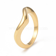 Ion Plating(IP) 304 Stainless Steel Wave Finger Ring for Women, Real 14K Gold Plated, US Size 7 1/4(17.5mm)(RJEW-I096-16G)