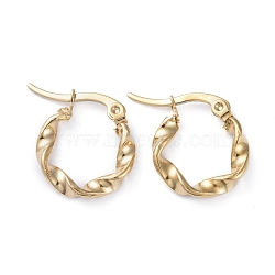 201 Stainless Steel Hoop Earrings, with 304 Stainless Steel Pins, Twisted Ring Shape, Golden, 17x15x3mm, Pin: 1mm(EJEW-I245-07C)