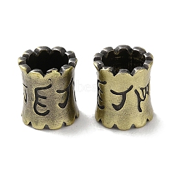 Tibetan Style Brass European Beads, Cadmium Free & Lead Free, Large Holr Beads, Column with Rune, Antique Bronze, 9x8mm, Hole: 6mm(KK-M284-56AB)