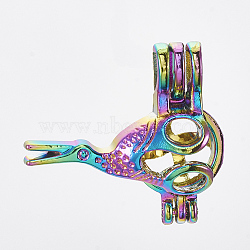 Plated Alloy Bead Cage Pendants, Scissor, Colorful, 22x24x11mm, Hole: 4x4.5mm; Inner Measure: 8.5mm(PALLOY-S119-075)