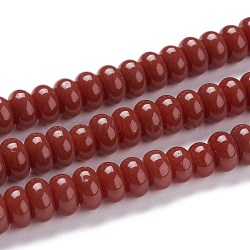 K9 Glass Beads Strands, K9 Glass, Imitation Jade Glass Beads, Rondelle, Brown, 8~8.5x4.5~5mm, Hole: 1.4mm, about 81pcs/Strand, 15 inch(GLAA-K039-A10)