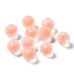 Transparent Acrylic Beads, Frosted, Bead in Bead, Round, Light Salmon, 8x7mm, Hole: 2mm, about: 1724pcs/500g(OACR-Z006-01G)