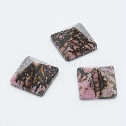 Natural Rhodonite Cabochons, Pyramid, 20x20x12~13mm, Diagonal Length: 26mm(G-G759-Y05)