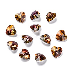 Electroplate Glass Charms, Faceted, Heart, Copper, 10x10x5mm, Hole: 1mm(X-G030V10mm-001CP)