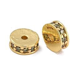 Rack Plating Brass Micro Pave Cubic Zirconia Beads, Lead Free & Cadmium Free, Long-Lasting Plated, Real 18K Gold Plated, Round, Dark Goldenrod, 7x2.5mm, Hole: 1.5mm(KK-U030-27G-06)