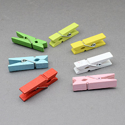 Wooden Craft Pegs Clips, Mixed Color, 25x3mm, 100pcs/bag(AJEW-S034-25mm)