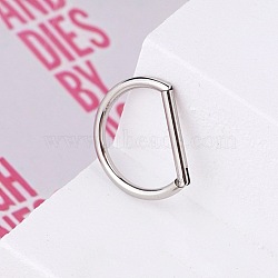 316L Stainless Steel Micro Pave Cubic Zirconia Hoop Nose Rings, Half Round, Inner Diameter: 10mm, Pin: 1.2mm(WG5D603-25)