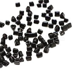 Opaque Glass Seed Beads, Triangle, Black, 2~6x4x3.5mm, Hole: 1mm, about 4500pcs/bag, 440~450g/bag(SEED-R030-A11)