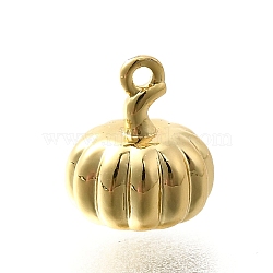 Brass Pendants, Pumpkin, Real 18K Gold Plated, 9x8mm, Hole: 1mm(KK-Q035-17G)