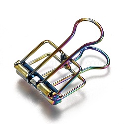 Metal Skeleton Frame Hollow Wire Binder Clips, Office Supplies, Rainbow Color, 2.85x2.15x1.6cm(DIY-I040-01C)