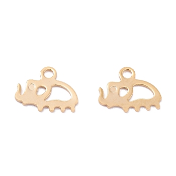 201 Stainless Steel Charms, Laser Cut, Hollow, Elephant, Real 18k Gold Plated, 9x11.5x0.5mm, Hole: 1.6mm