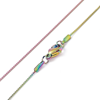 Ion Plating(IP) 304 Stainless Steel Serpentine Chain Necklace for Men Women, Rainbow Color, 15.75 inch(40cm)
