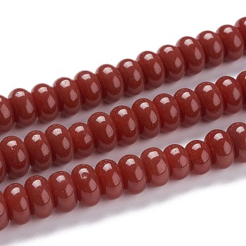 K9 Glass Beads Strands, Imitation Jade Glass Beads, Rondelle, Brown, 8~8.5x4.5~5mm, Hole: 1.4mm, about 84pcs/Strand, 15.87 inch(40.3cm)