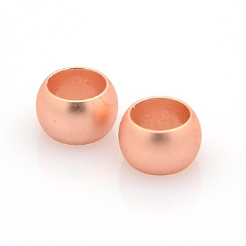 Brass Large Hole Rondelle Beads, Rose Gold, 9x5mm, Hole: 6mm