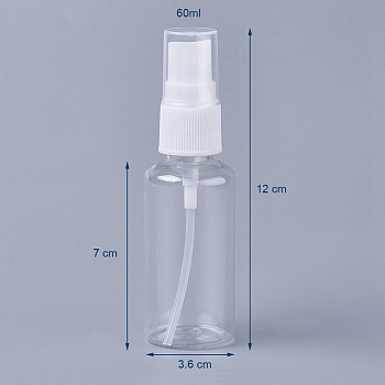60ml Transparent PET Plastic Spray Bottle, Refillable Container, Clear, 12x3.6cm, Capacity: 60ml(2.02 fl. oz)