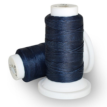 Flat Waxed Polyester Cord, for Leather Sewing Stitching, Prussian Blue, 0.8mm, about 54.68 yards(50m)/roll