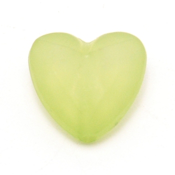 Opaque Acrylic Beads, Frosted, Heart, Yellow Green, 12x12.5x7mm, Hole: 1.6mm