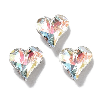 K9 Glass, Imitation Czech Rhinestone, Heart, Light Crystal AB, 9x8x4mm