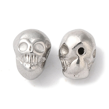 Non-Tarnish 304 Stainless Steel Beads, Skull, Stainless Steel Color, 8x6x6mm, Hole: 1mm