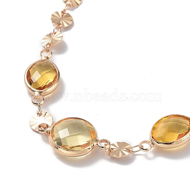 Flat Round Glass Pendant Necklaces with Brass Chains(NJEW-A015-20KCG)-2