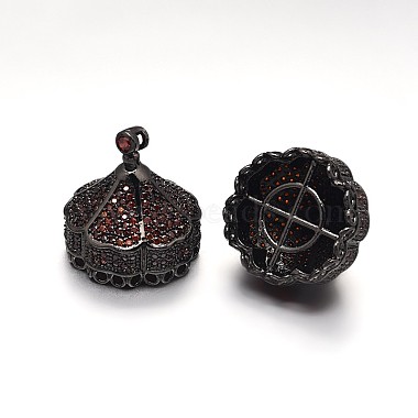 Gunmetal Chocolate Crown Brass+Cubic Zirconia Pendants