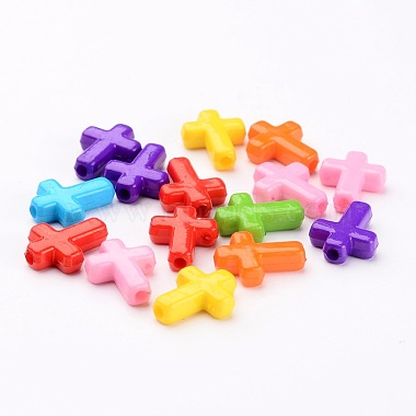 Mixed Color Chunky Acrylic Cross Beads(X-SACR-436-M)-3
