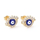 Enamel Evil Eye Stud Earrings with Clear Cubic Zirconia(EJEW-G343-02G)-1