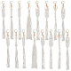 Cotton Knitting Tassel with Wood Beads Keychains(KEYC-WH0018-78)-1