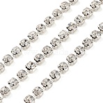 Iron Rhinestone Cup Chains, with Spool, Silver, Crystal, 3x3x2.5mm, about 10yards/roll(CH-A008-01B)
