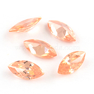 Horse Eye Shaped Cubic Zirconia Pointed Back Cabochons, Faceted, Sandy Brown, 8x4mm(ZIRC-R009-8x4-06)