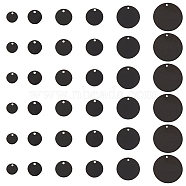 Elite 36Pcs 6 Style 304 Stainless Steel Pendants, Blank Stamping Tag, Flat Round, Electrophoresis Black, 8~25x1mm, Hole: 1.2~1.5mm, 6pcs/style(STAS-PH0004-48)